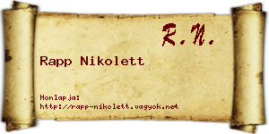 Rapp Nikolett névjegykártya